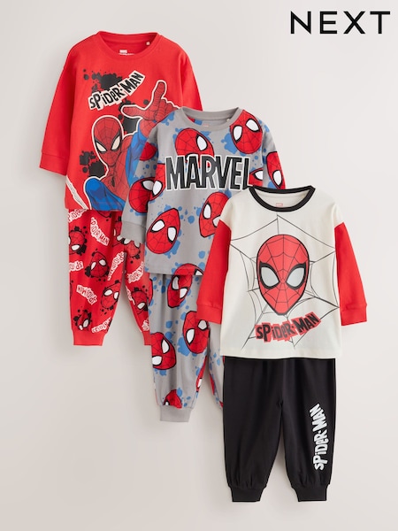 Red/Black/Grey - Spiderman Long Sleeve Jogger Pyjamas 3 Pack (12mths-10yrs)