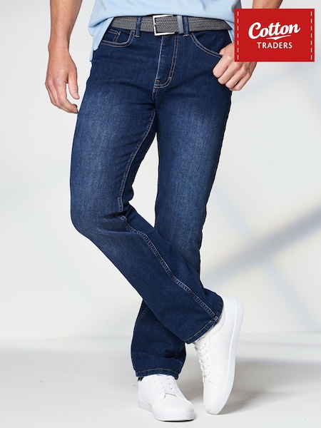 Dark Blue - Regular Cotton Traders Ultimate Comfort 4-way Stretch Straight Fit Jeans 29"