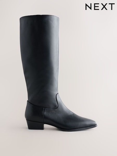 črna - Usnjeni škornji do kolen Forever Comfort® Chisel Toe Western Style