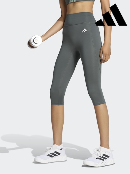 Dark Green - Adidas Optime Essential Capri Leggings
