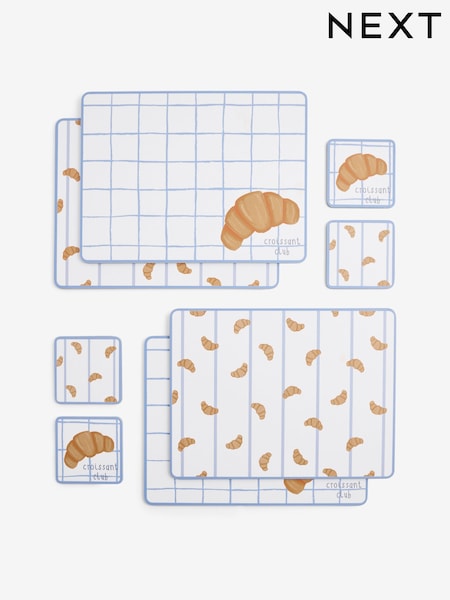 Set Of 4 Croissant Brunch Corkback Placemats And Coasters