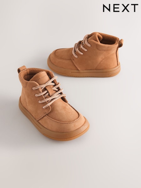 Tan Brown - Barefoot Lace Up Leather Boots