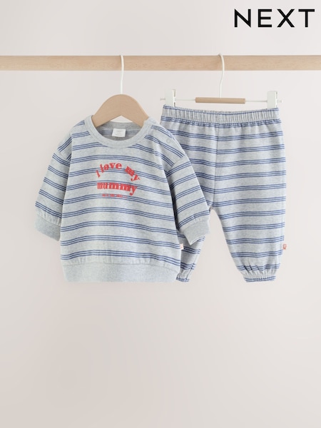 「I Love My Mummy」灰色/藍色 - Sweatshirt And Joggers Baby Set (0mths-2yrs)