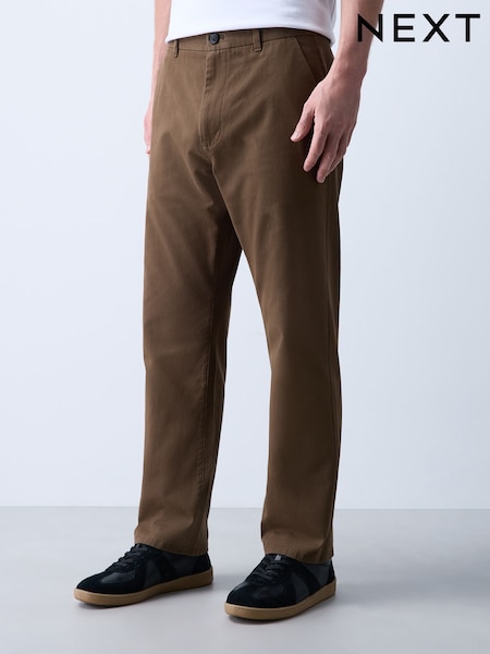بني فاتح بني - Regular 100% Cotton Chino Trousers