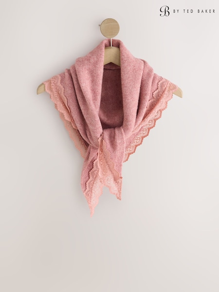 Rosa - B By Ted Baker Pink Lace Triangle Scarf