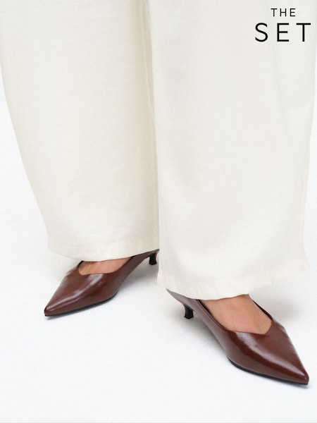 Tan Brown - The Set Kitten Heel Court Shoes