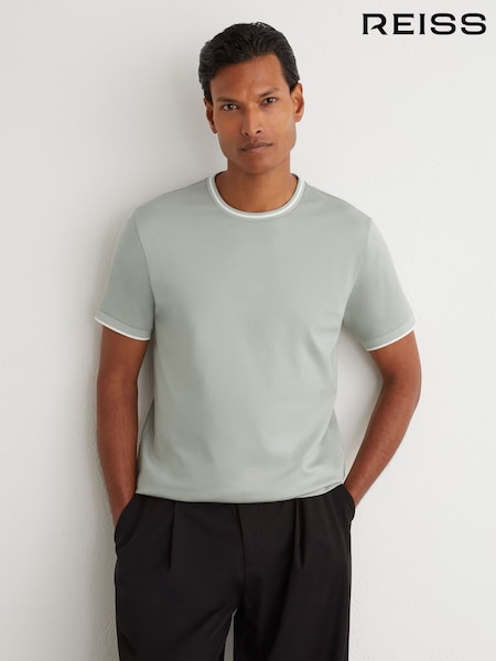 Light Sage Green - Regular Reiss Ainsley Air-water Cotton Tipped Tailored-fit T-shirt