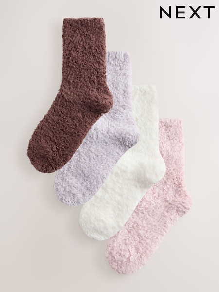 Neutral/Blush Tonal - Calzini morbidi in pile Teddy 4 confezione