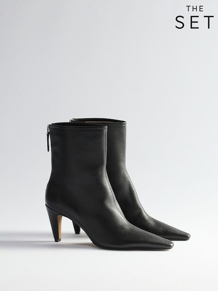 Black - The Set Premium Back Pull On Knee High Boots