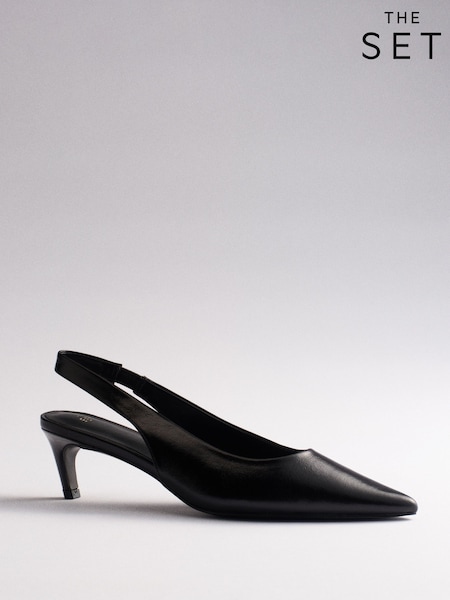 Black - The Set Slingback Point Toe Heels