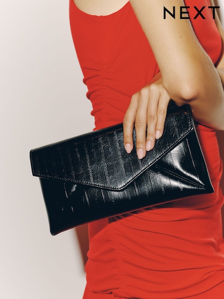 Black - Envelope Clutch Bag
