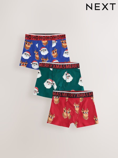 Red/ Blue /Green - Christmas Trunks 3 Pack (3-16yrs)