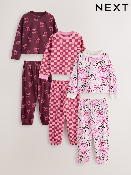 Pink/Brown Bow - Jogger Pyjamas 3 Pack (9mths-16yrs)