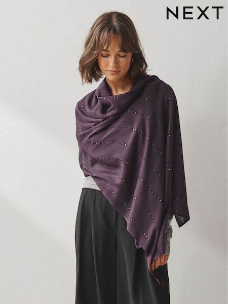 酒紅 - Sequin Detail Lightweight Shawl