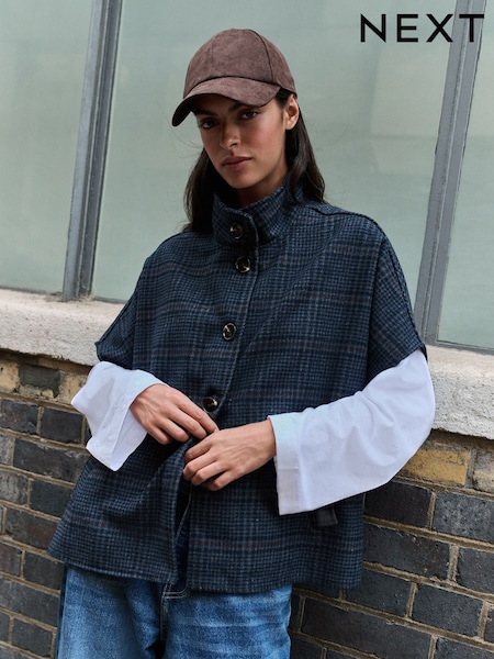 Navy Check - Cape Cover-up