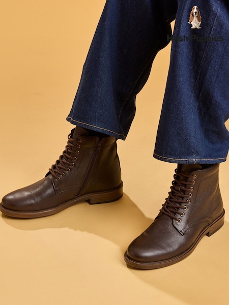 Brown - Regular Hush Puppies Irwin Lace Up Boots
