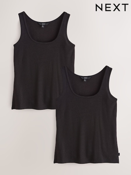 কালো - Thermal Base Layer Vest Tops 2 Pack