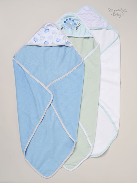 Green - Rock-a-bye Baby Boutique Hooded Towels And Wash Cloth Set 3 Pack