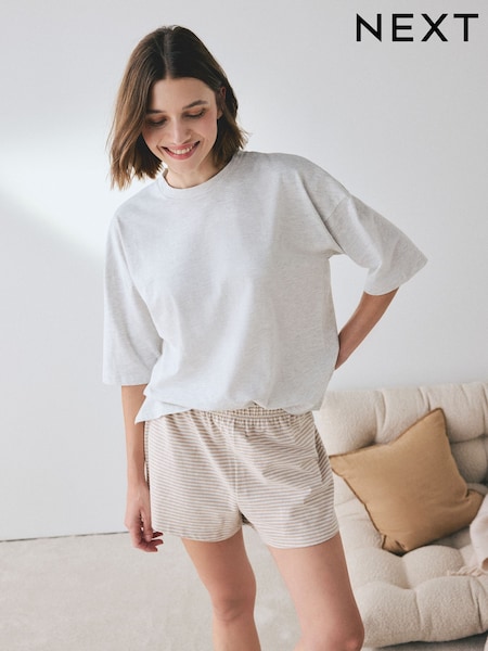 Grey Stripe - Cotton Short Pyjamas Set
