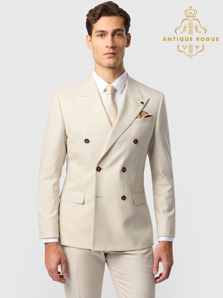 كريم - Double Breasted Antique Rogue Texture Jacket