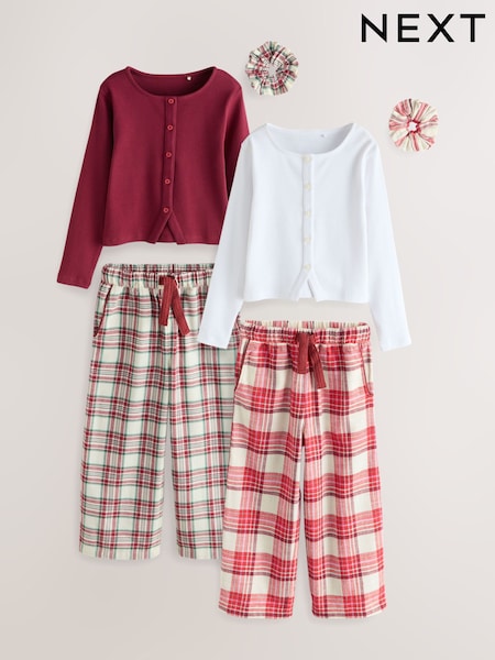Red/Ecru - Woven Wide Leg Pyjamas Set 2 Pack (3-16yrs)