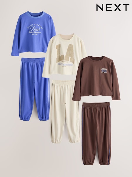 コバルトブルー スローガン - ジョガーパジャマ 3 パック(3〜16歳)