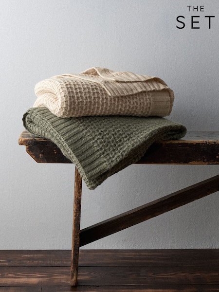 The Set 2 Pack Ribbed Waffle Knitted Throws