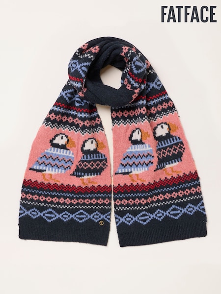 Navy - Fatface Puffin Scarf