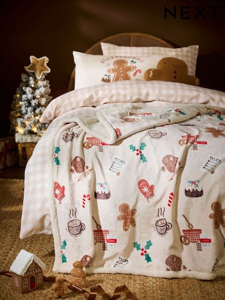 Sherpa Fleece Christmas Throw