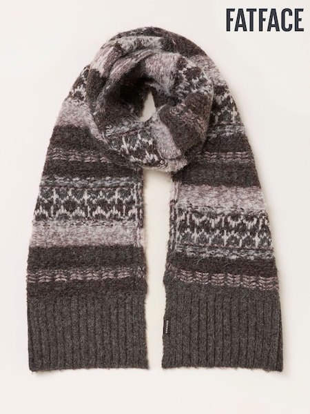 Marrón - Regular Fatface Fairisle Brushed Scarf