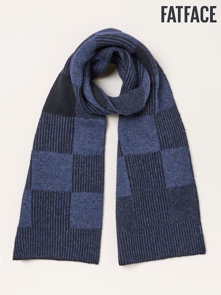 Navy - Regular Fatface Check Scarf