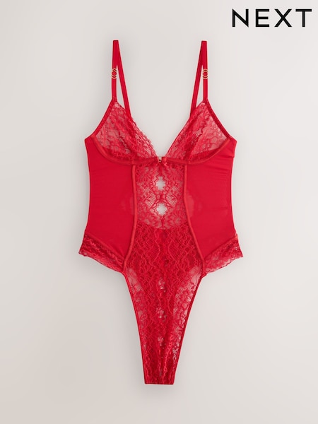 Red - Glamour Crotchless Bodysuit