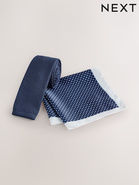 네이비 블루 - Regular Tie Pocket And Square Set