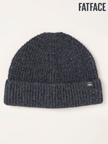 Charcoal Grey - Regular Fatface Fisherman Waffle Beanie