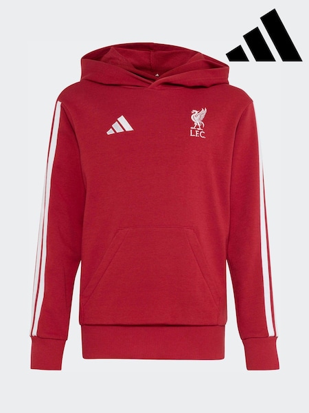 אדום - Adidas Liverpool Fc 3-stripe Hoodie