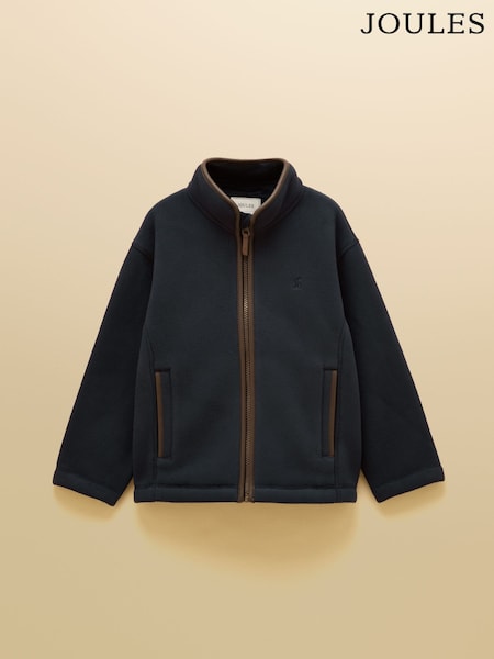 Navy - Joules Kids' Heritage Zip Through Fleece