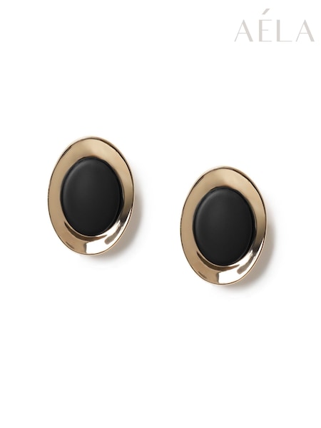 Black - Aela Matte Stud Black Earrings