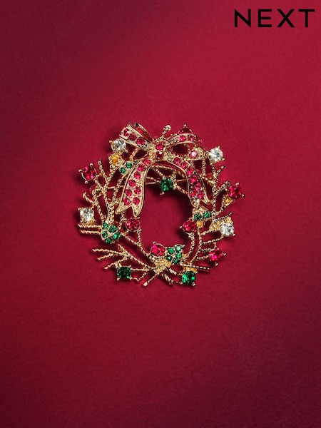 Gold Tone - Wreath Brooch