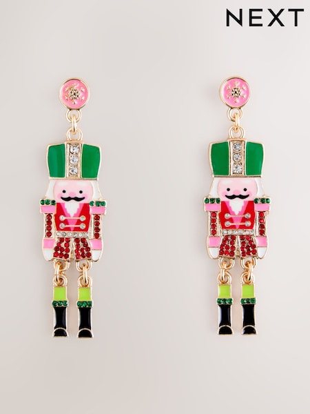 Red - Christmas Nutcracker Drop Earrings