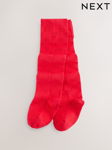 Vermelho - Meias de laço com textura rica em algodão