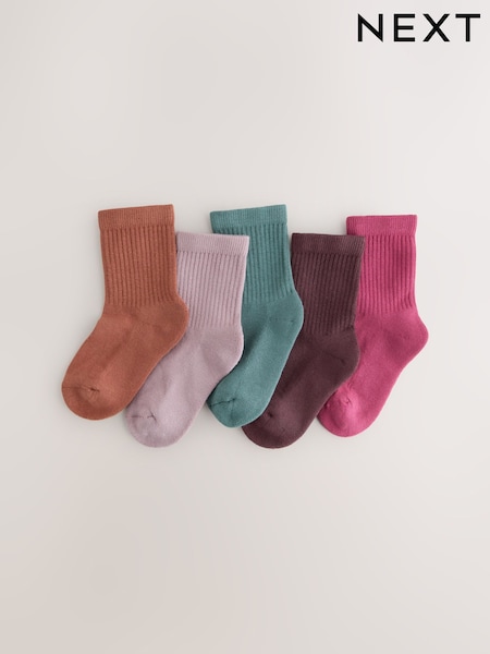 Multi - Cotton Rich Ribbed Ankle Socks 5 Pack