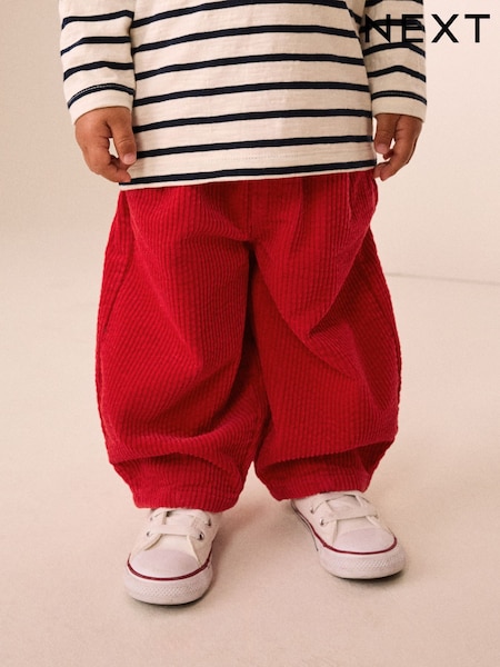 Red - Textured Corduroy Pull On Trousers (3mths-7yrs)
