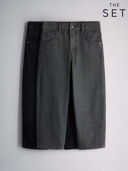 Black/Grey - The Set 2 Pack Baggy Fit Jeans