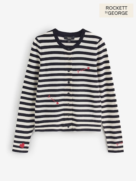 Czarno-biały w paski - Rockett St George Embroidered Love Arrow Cardigan