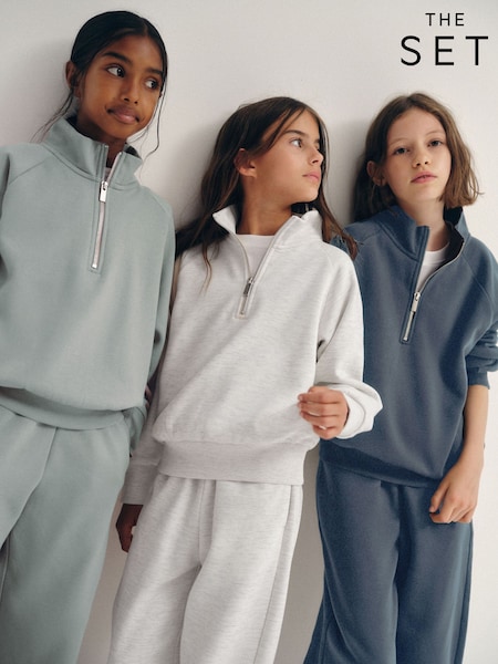 Harmaa meleerattu/vihreä/sininen - The Set 3 vetoketjulliset Collegepaidat