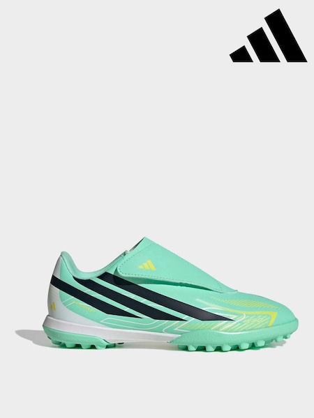 Blue - Adidas F50 Hyperfast Club Hook And Loop Turf Football Boots