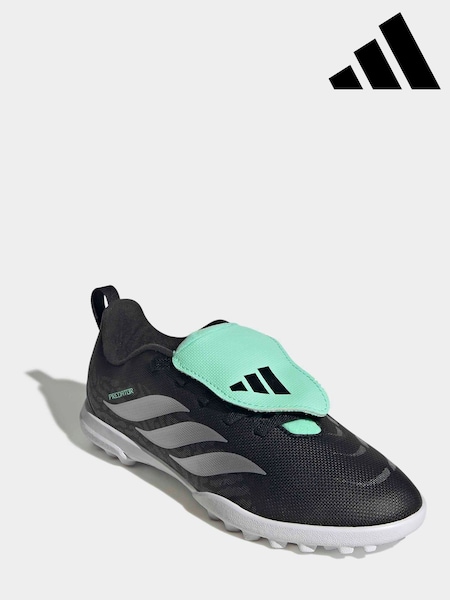 Black - Adidas Club Fold Over Tongue Elastic Lace Turf Football Boots