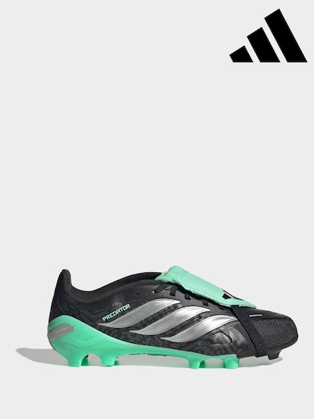 Negro - Adidas Predator League Fold Over Tongue Firm Ground Kids Football Boots