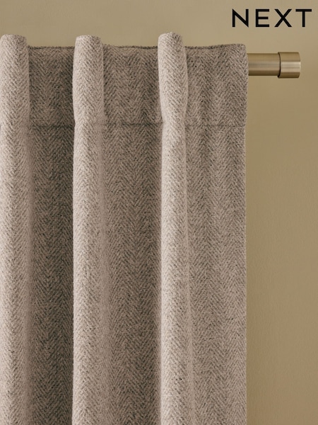 Brushed Herringbone Blackout/thermal Hidden Tab Top Curtains