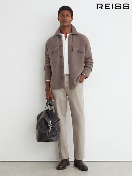 Warm Taupe Wash - Regular Reiss Bishopsgate Straight-leg Jeans